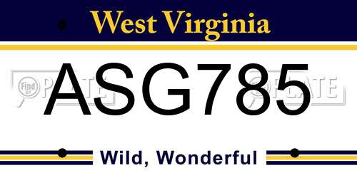 ASG785 West Virginia License Plate