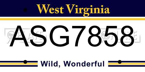 ASG7858 West Virginia License Plate