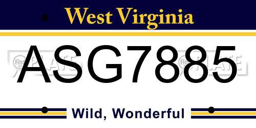 ASG7885 West Virginia License Plate