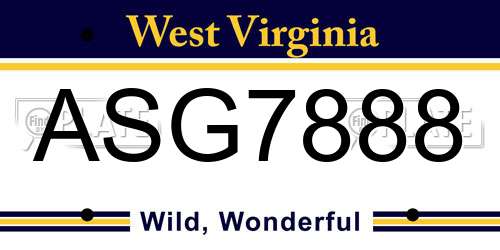 ASG7888 West Virginia License Plate