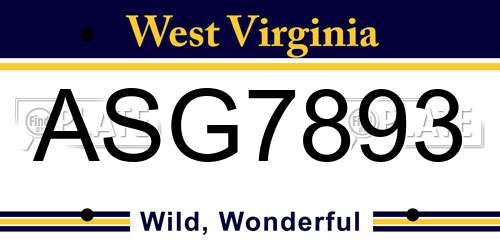 ASG7893 West Virginia License Plate