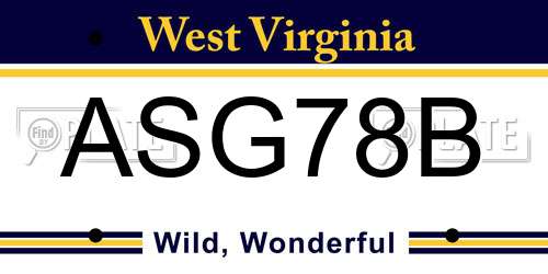 ASG78B West Virginia License Plate