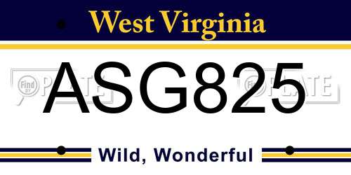 ASG825 West Virginia License Plate