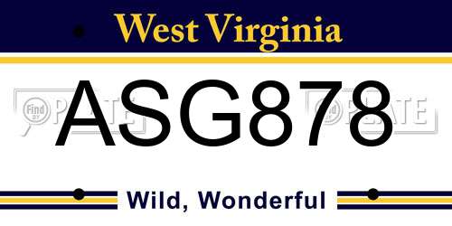 ASG878 West Virginia License Plate