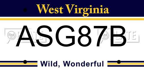 ASG87B West Virginia License Plate