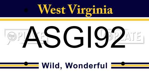 ASGI92 West Virginia License Plate