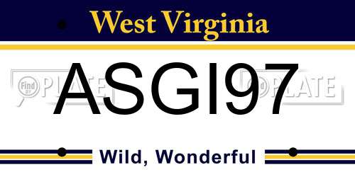 ASGI97 West Virginia License Plate