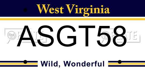 ASGT58 West Virginia License Plate