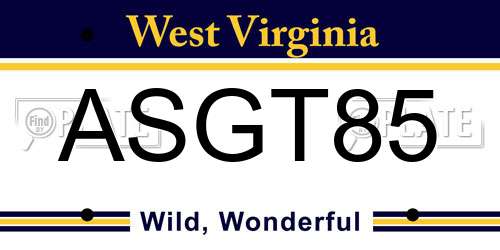 ASGT85 West Virginia License Plate
