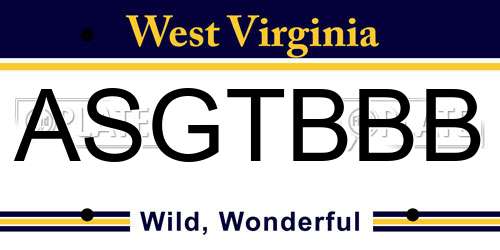 ASGTBBB West Virginia License Plate