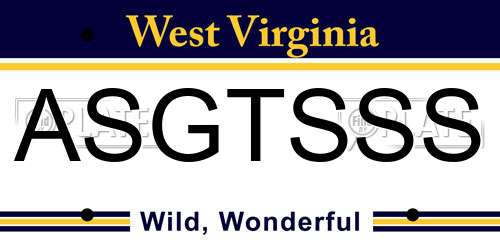 ASGTSSS West Virginia License Plate