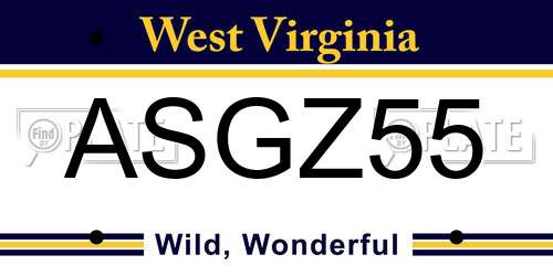 ASGZ55 West Virginia License Plate