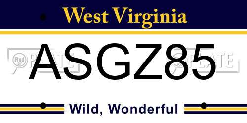 ASGZ85 West Virginia License Plate
