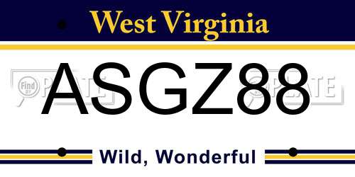 ASGZ88 West Virginia License Plate