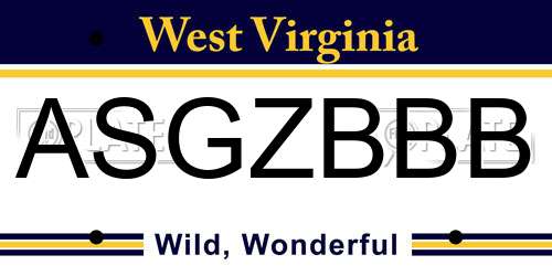 ASGZBBB West Virginia License Plate
