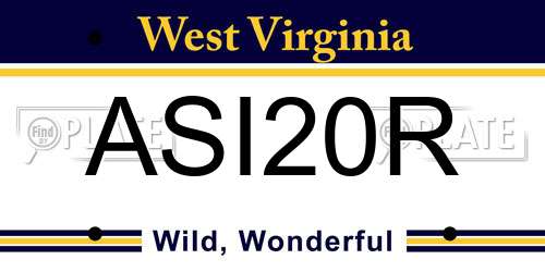 ASI20R West Virginia License Plate
