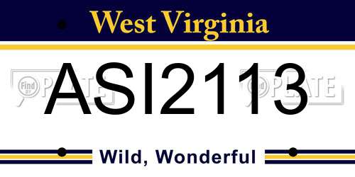 ASI2113 West Virginia License Plate