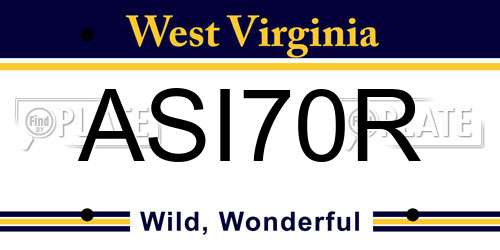ASI70R West Virginia License Plate