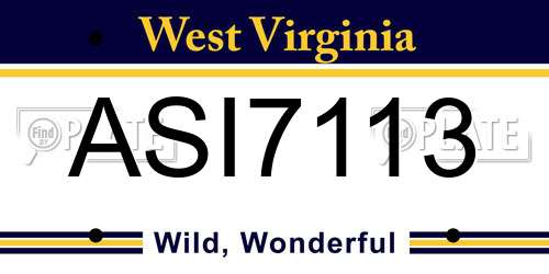 ASI7113 West Virginia License Plate