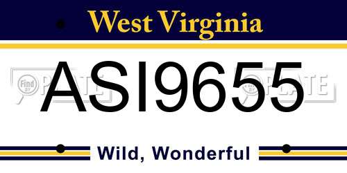 ASI9655 West Virginia License Plate