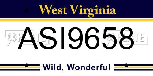 ASI9658 West Virginia License Plate