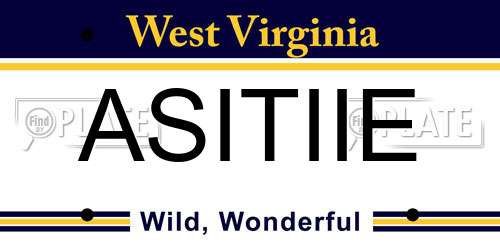 ASITIIE West Virginia License Plate