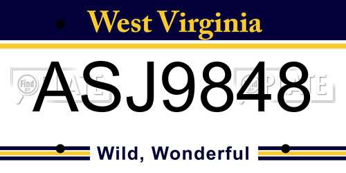 ASJ9848 West Virginia License Plate