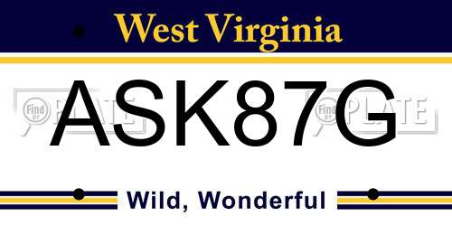 ASK87G West Virginia License Plate