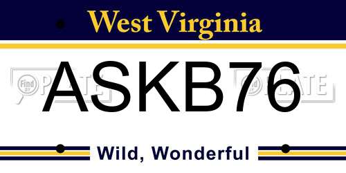 ASKB76 West Virginia License Plate