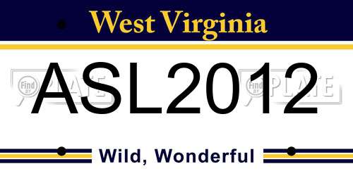 ASL2012 West Virginia License Plate