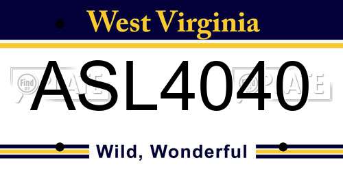 ASL4040 West Virginia License Plate