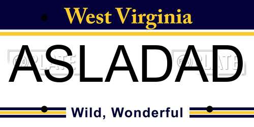 ASLADAD West Virginia License Plate