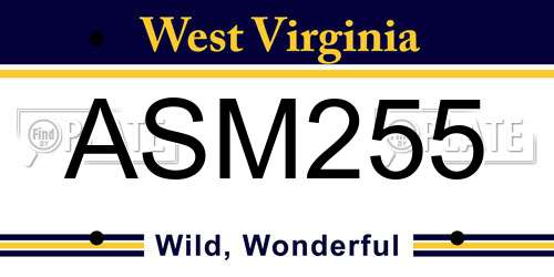 ASM255 West Virginia License Plate