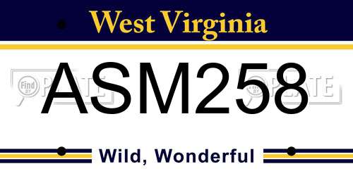 ASM258 West Virginia License Plate