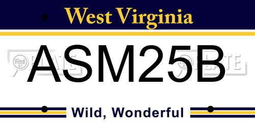 ASM25B West Virginia License Plate