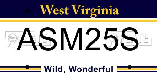 ASM25S West Virginia License Plate