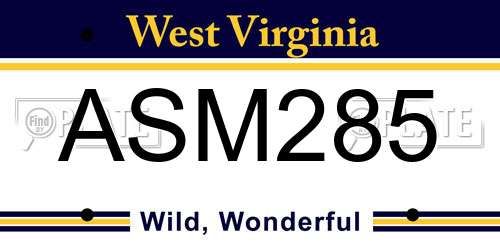 ASM285 West Virginia License Plate