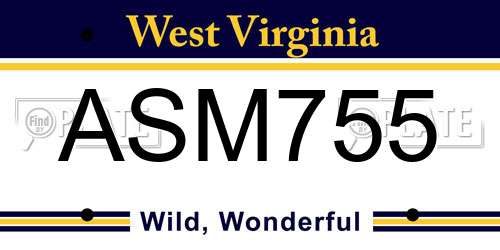 ASM755 West Virginia License Plate