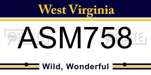 ASM758 West Virginia License Plate
