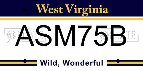 ASM75B West Virginia License Plate