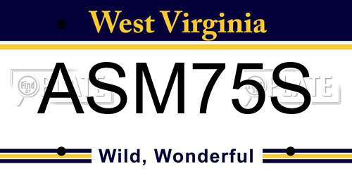 ASM75S West Virginia License Plate