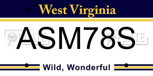 ASM78S West Virginia License Plate