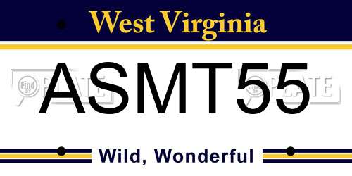 ASMT55 West Virginia License Plate