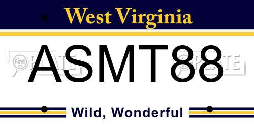 ASMT88 West Virginia License Plate