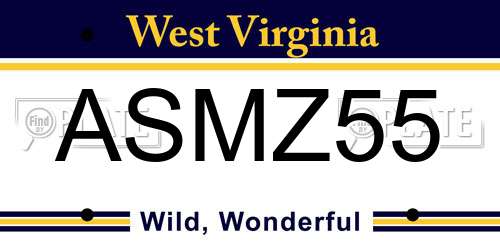ASMZ55 West Virginia License Plate