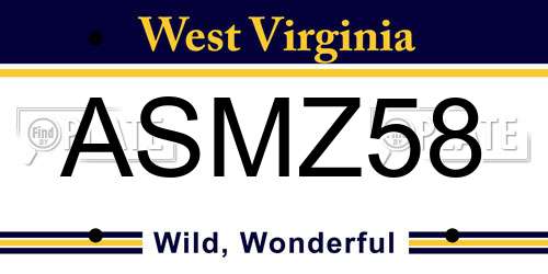 ASMZ58 West Virginia License Plate