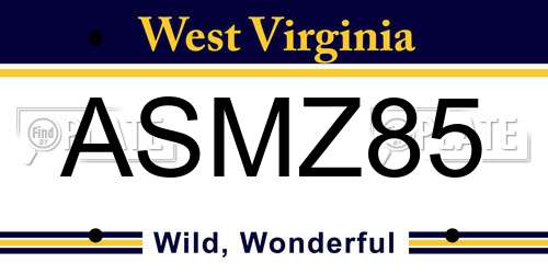 ASMZ85 West Virginia License Plate