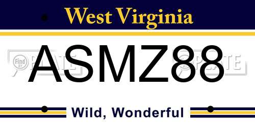 ASMZ88 West Virginia License Plate
