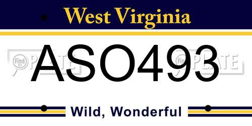 ASO493 West Virginia License Plate