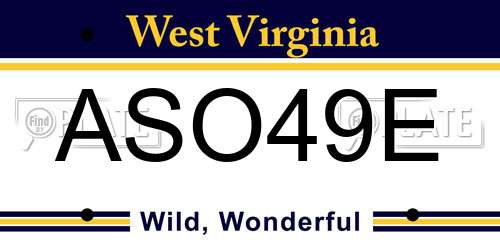 ASO49E West Virginia License Plate
